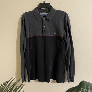 *SOLD* Tommy Hilfiger 2002 Polo Golf Shirt Long Sleeve Mens Large Gray/Black
